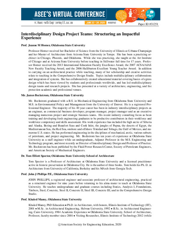 (PDF) Interdisciplinary Design Project Teams: Structuring an Impactful ...