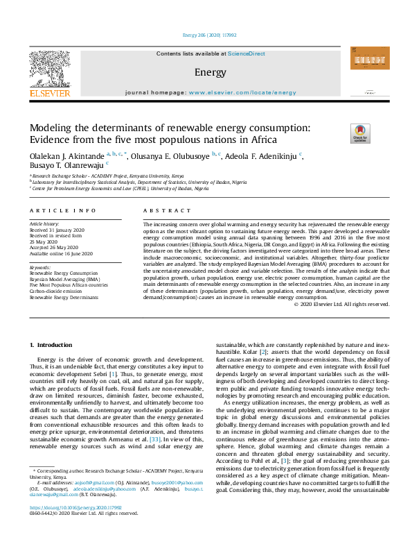 (PDF) Modeling the determinants of renewable energy consumption ...