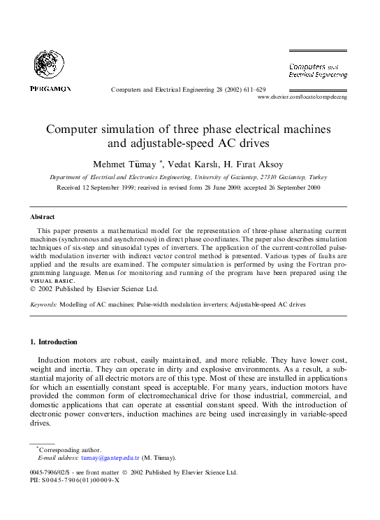 (PDF) Computer simulation of three phase electrical machines and ...
