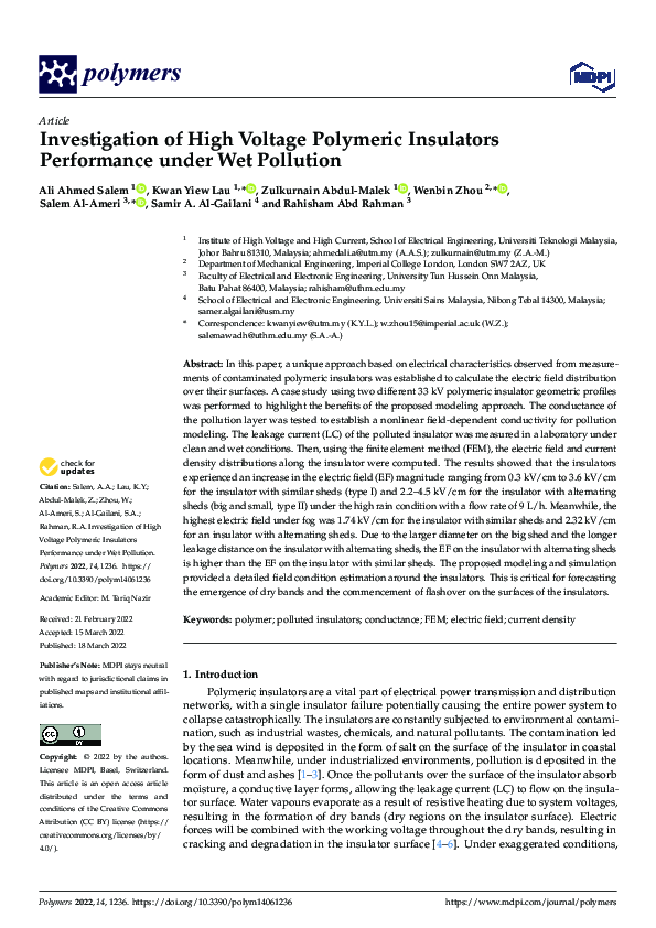 (PDF) Investigation of High Voltage Polymeric Insulators Performance ...