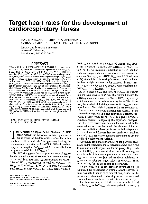(PDF) Target heart rates for the development of cardiorespiratory fitness