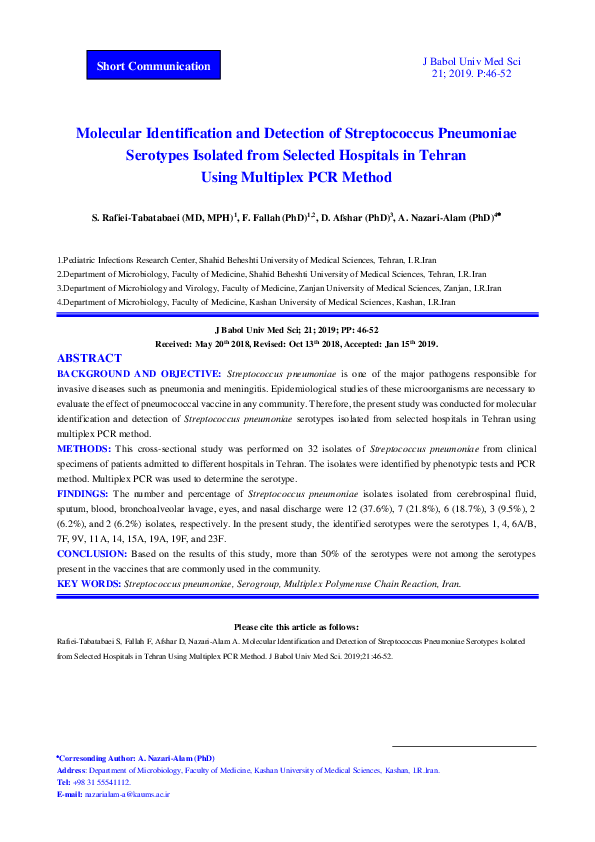 (PDF) Molecular Identification and Detection of Streptococcus ...