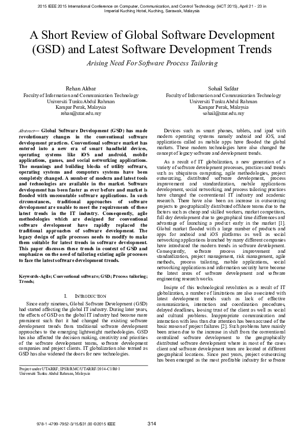 (PDF) A short review of Global Software Development (GSD) and latest ...