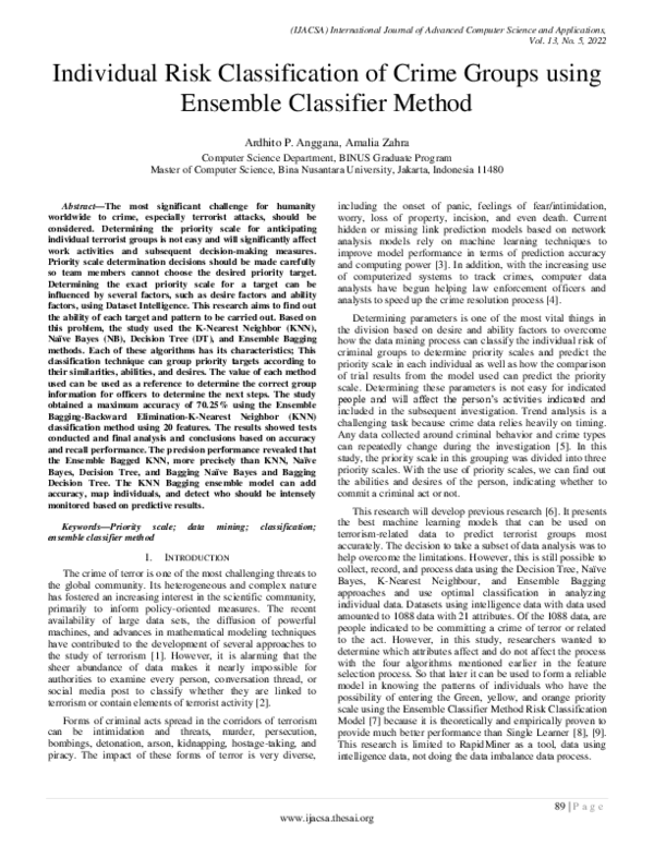 (PDF) Individual Risk Classification of Crime Groups using Ensemble ...