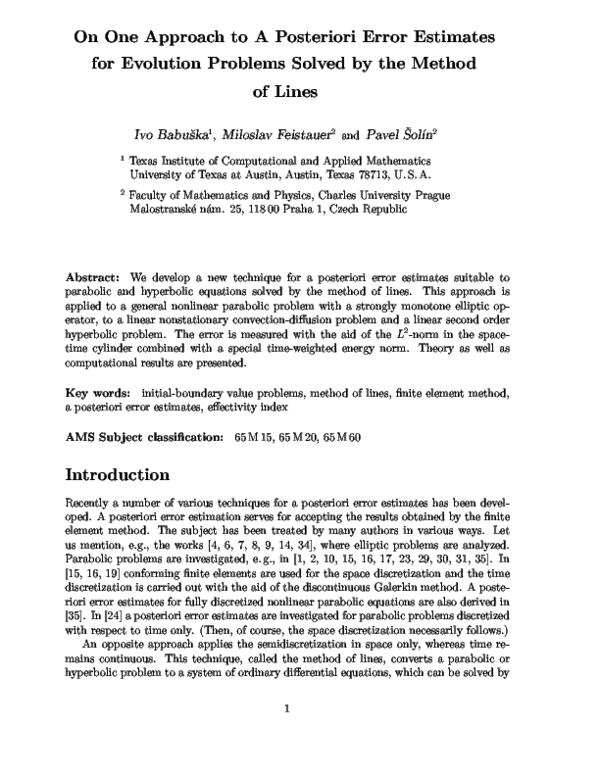 (PDF) On one approach to a posteriori error estimates for evolution ...