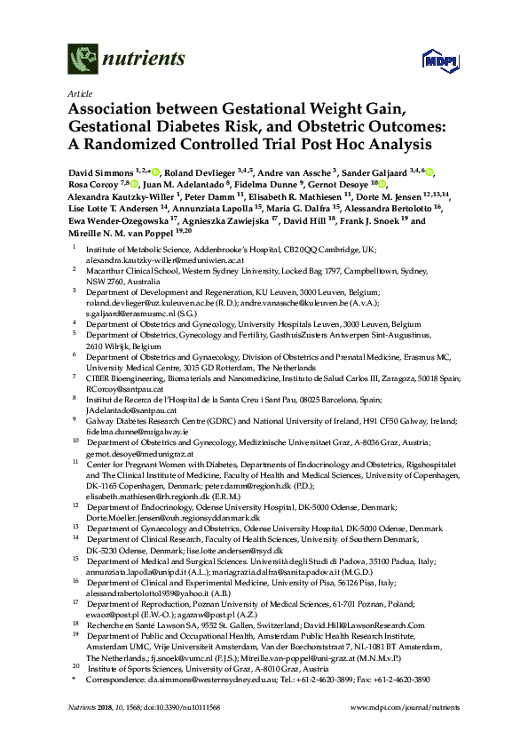 (PDF) Association between Gestational Weight Gain, Gestational Diabetes