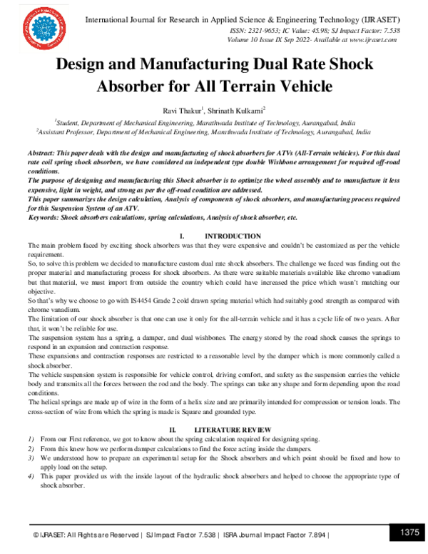 (PDF) Design and Manufacturing Dual Rate Shock Absorber for All Terrain ...