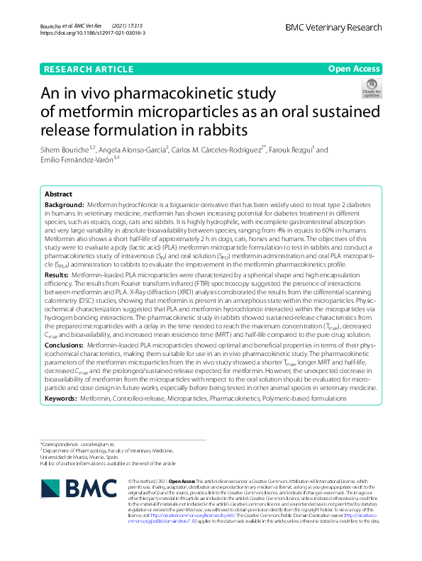 (PDF) An in vivo pharmacokinetic study of metformin microparticles as ...