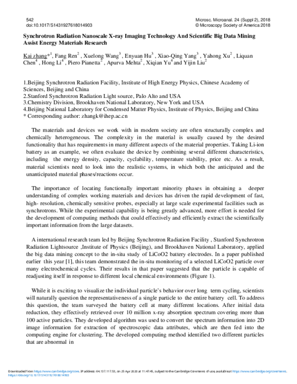 (PDF) Synchrotron Radiation Nanoscale X-ray Imaging Technology And ...