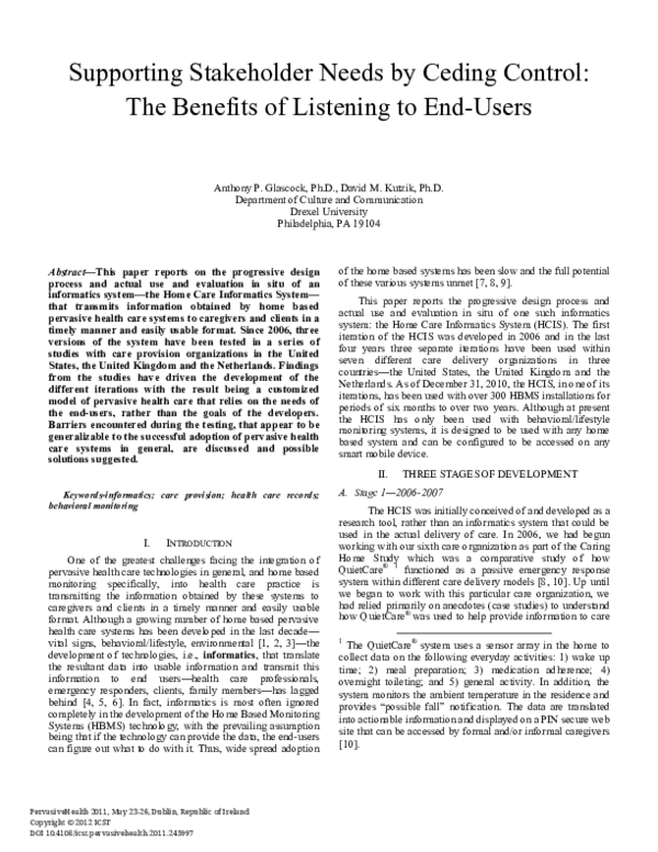 (PDF) Supporting stakeholder needs by ceding control: The benefits of ...
