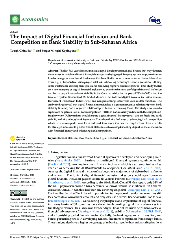 (PDF) The Impact of Digital Financial Inclusion and Bank Competition on ...