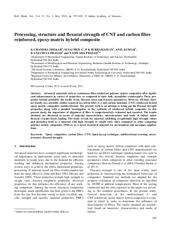 (PDF) Processing, structure and flexural strength of CNT and carbon ...