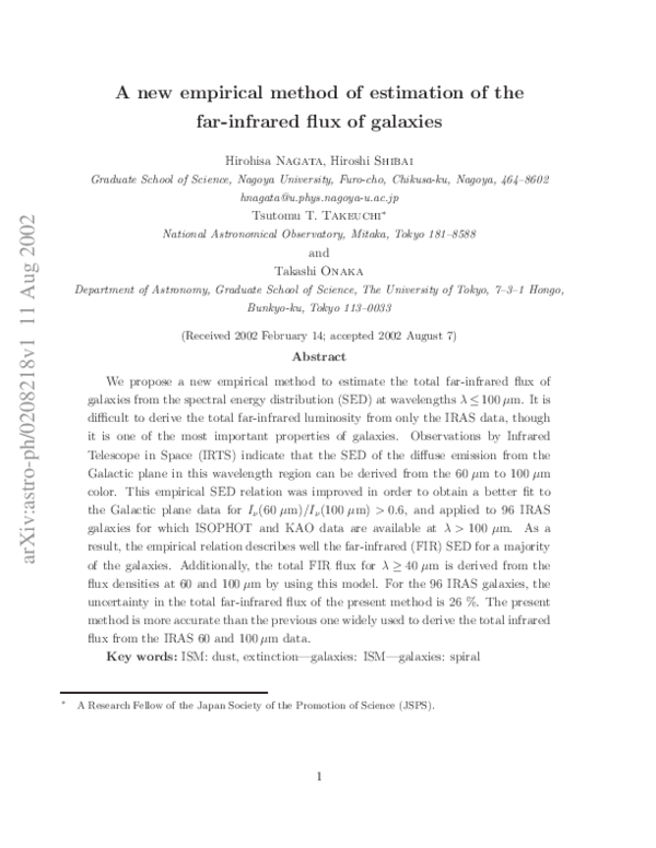 (PDF) A New Empirical Method for Estimating the Far-Infrared Flux of ...