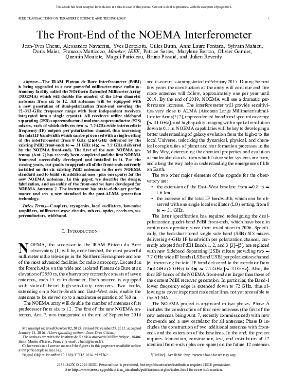 (PDF) The Front-End of the NOEMA Interferometer