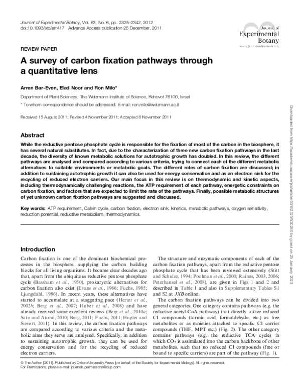 (PDF) A survey of carbon fixation pathways through a quantitative lens