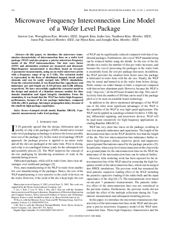 (PDF) Microwave frequency interconnection line model of a wafer level ...