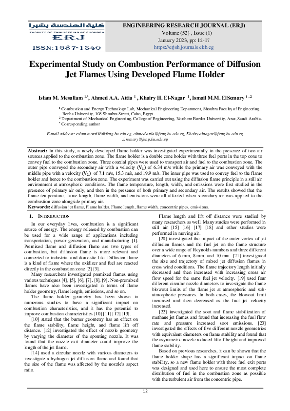 (PDF) Experimental Study on Combustion Performance of Diffusion Jet ...