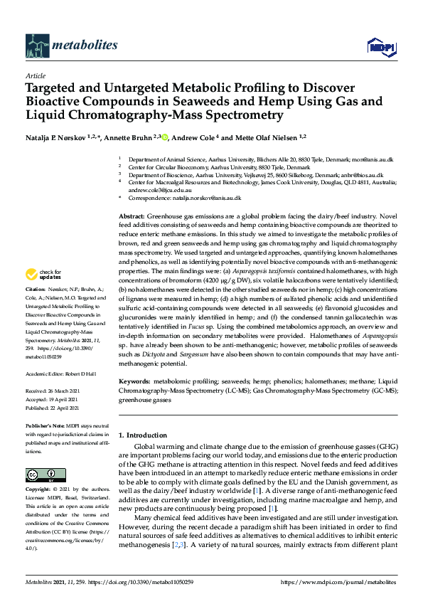 (PDF) Targeted and Untargeted Metabolic Profiling to Discover Bioactive ...