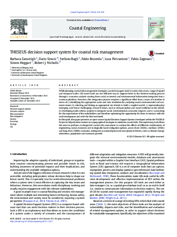 (PDF) THESEUS decision support system for coastal risk management