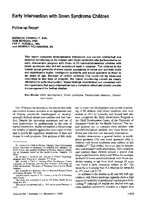 (PDF) Early Intervention with Down Syndrome Children