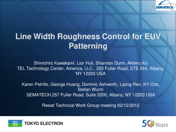 (PDF) Line width roughness control for EUV patterning