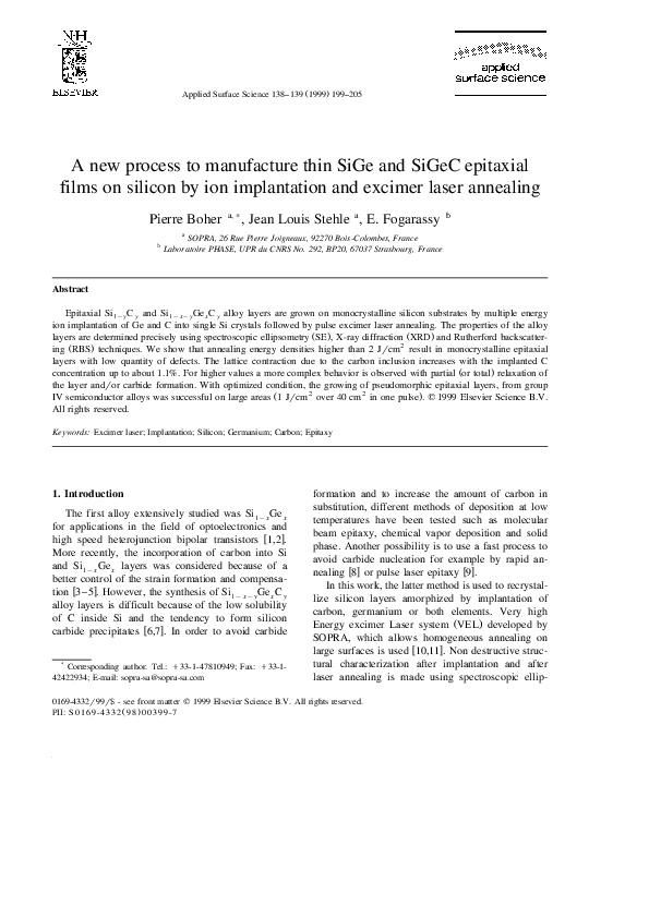 (PDF) A new process to manufacture thin SiGe and SiGeC epitaxial films ...