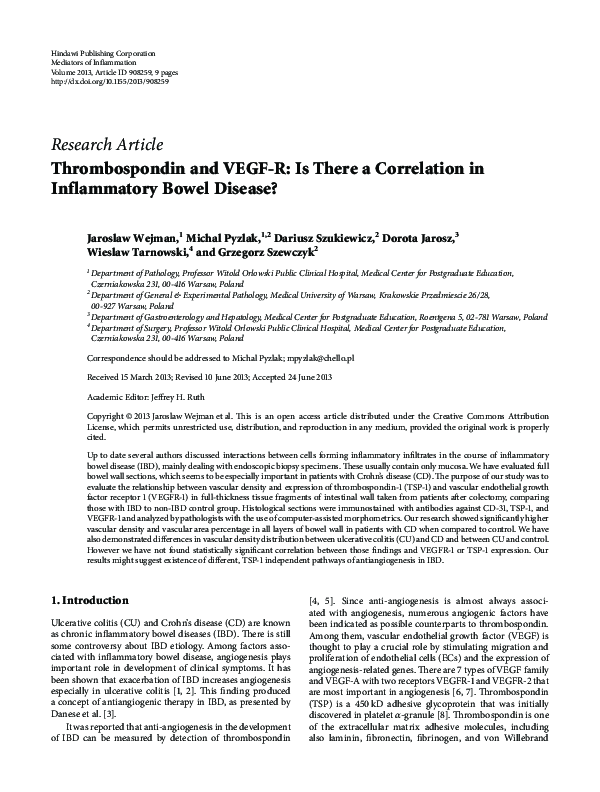 (PDF) Research Article Thrombospondin and VEGF-R: Is There a ...