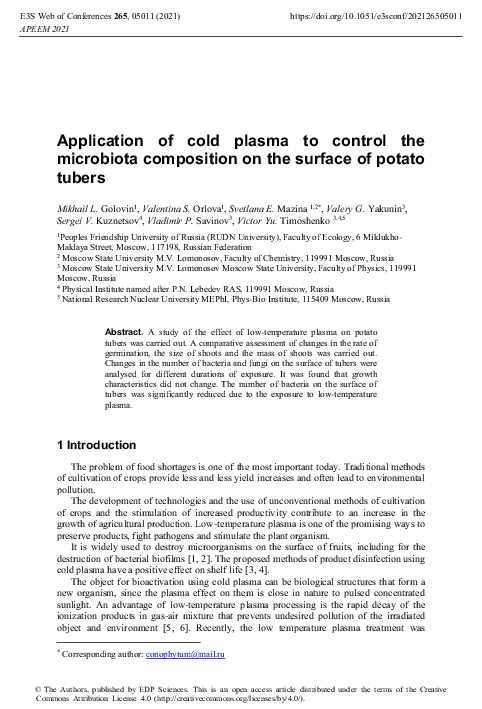 (PDF) Application of cold plasma to control the microbiota composition ...