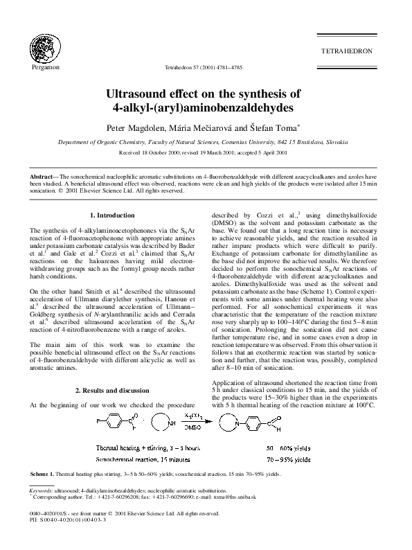 (PDF) Ultrasound effect on the synthesis of 4-alkyl-(aryl ...