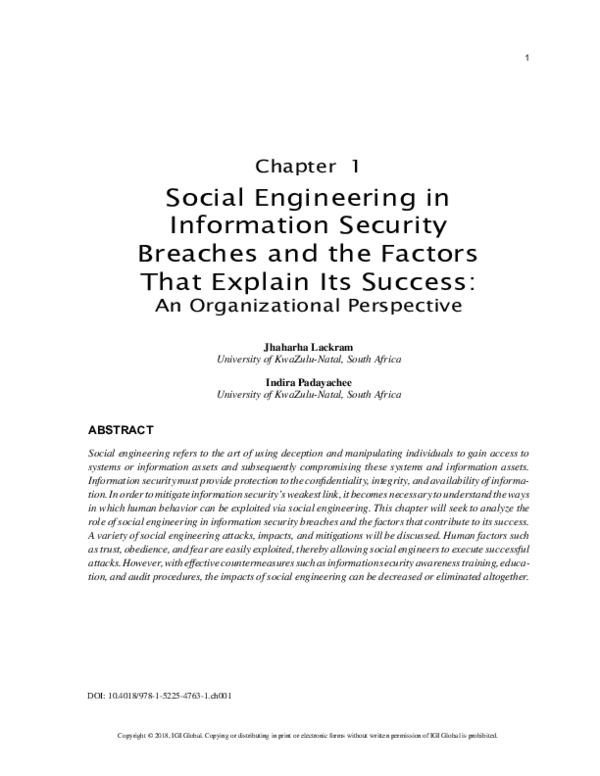 (PDF) Social Engineering in Information Security Breaches and the ...