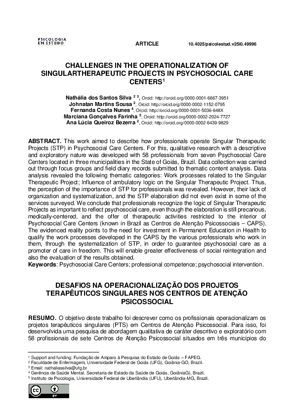 (PDF) Challenges in the Operationalization of Singulartherapeutic ...