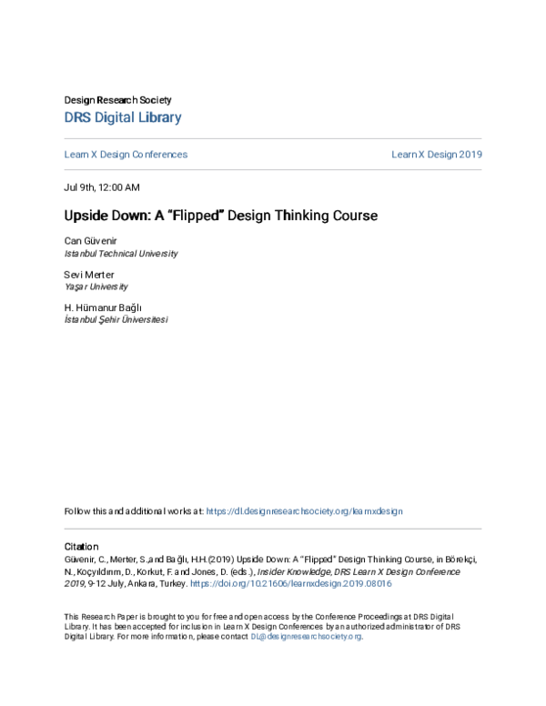 (PDF) Upside Down: A “Flipped” Design Thinking Course