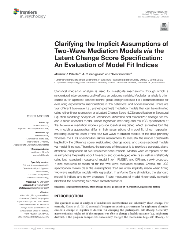 (PDF) Clarifying the Implicit Assumptions of Two-Wave Mediation Models ...