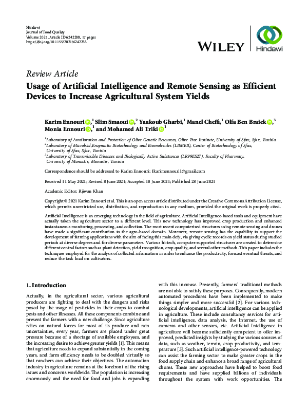 (PDF) Usage of Artificial Intelligence and Remote Sensing as Efficient ...