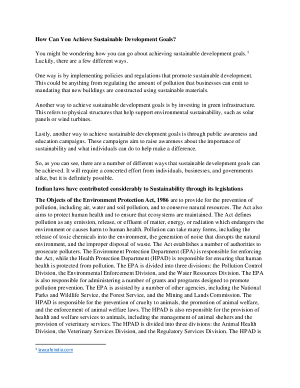 (PDF) How Can You Achieve Sustainable Development Goals