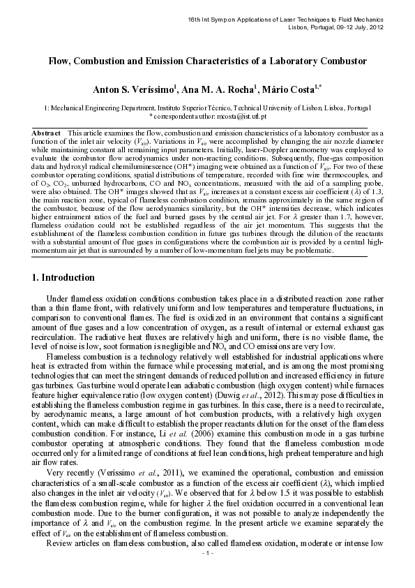 (PDF) Flow, combustion and emission characteristics of a laboratory ...