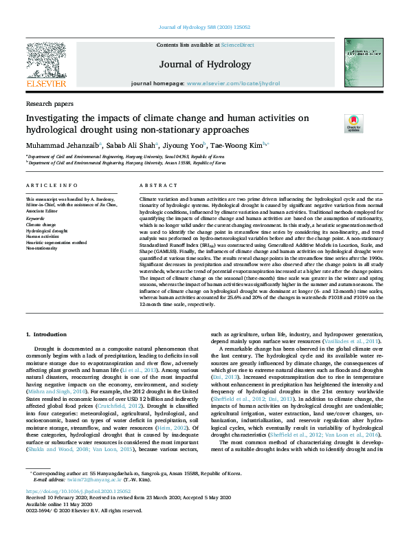 (PDF) Investigating the impacts of climate change and human activities ...