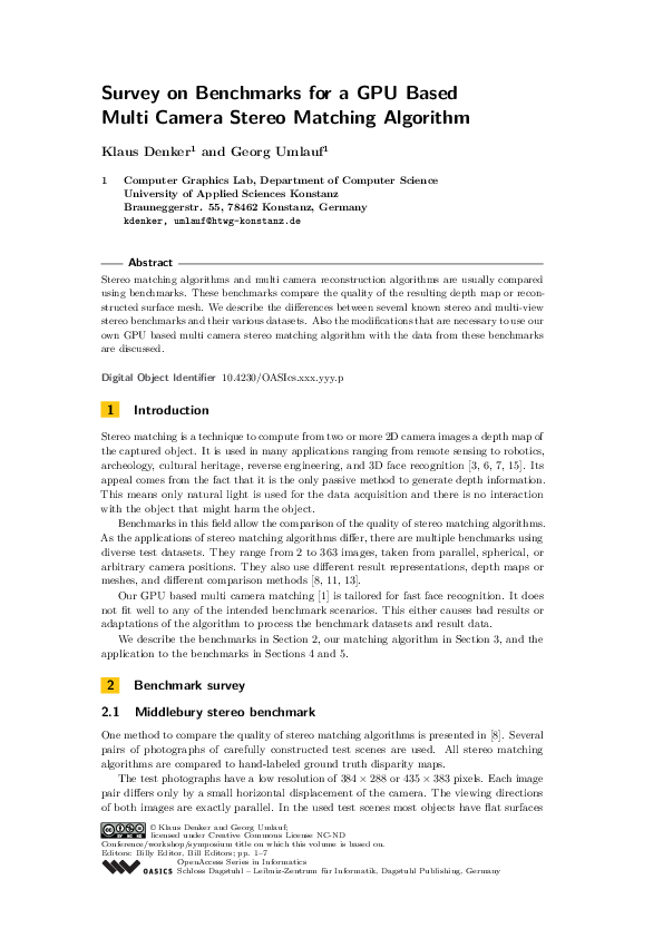 (PDF) Survey on Benchmarks for a GPU Based Multi Camera Stereo Matching ...