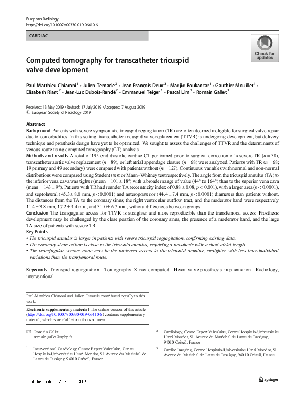 (PDF) Computed tomography for transcatheter tricuspid valve development