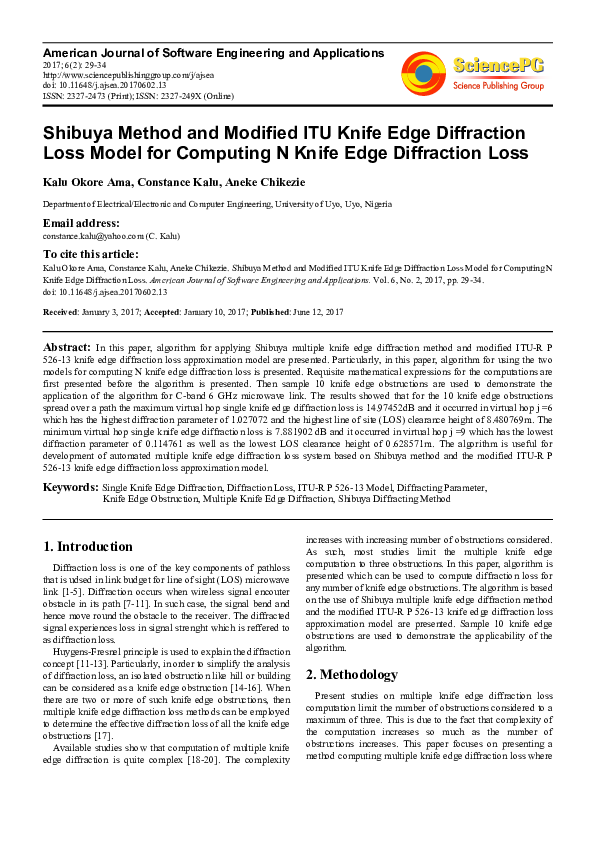 (PDF) Shibuya Method and Modified ITU Knife Edge Diffraction Loss Model ...