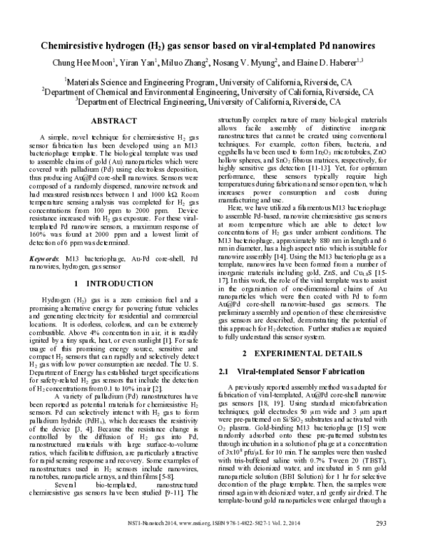 (PDF) Chemiresistive hydrogen (H2) gas sensor based on viral-templated ...