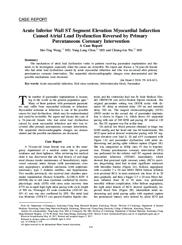(PDF) Acute Inferior Wall ST Segment Elevation Myocardial Infarction ...