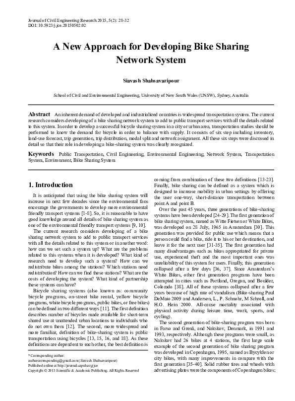 (PDF) A Bike Sharing System Simulator