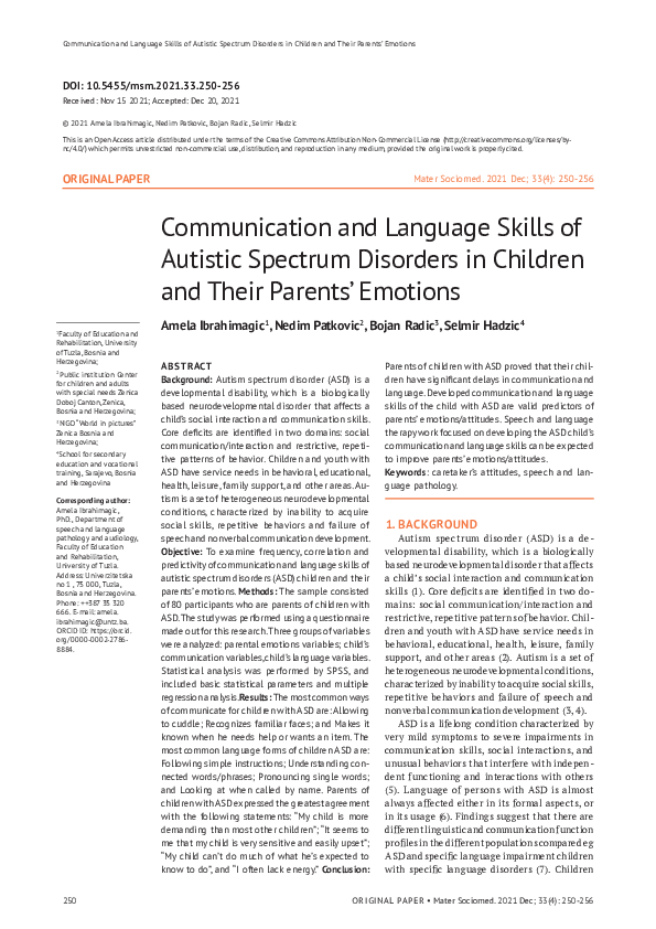 (PDF) Communication and Language Skills of Autistic Spectrum Disorders ...