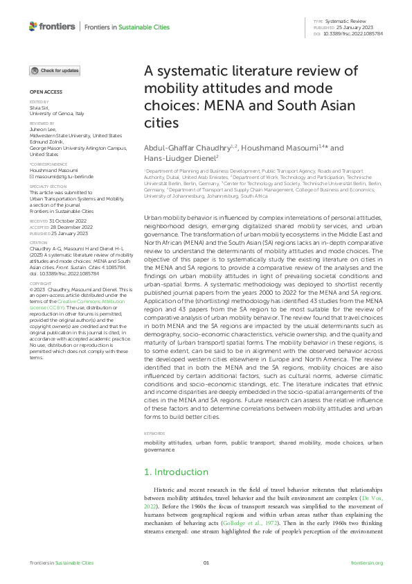 (PDF) A systematic literature review of mobility attitudes and mode ...