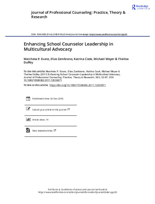 (PDF) Enhancing School Counselor Leadership in Multicultural Advocacy