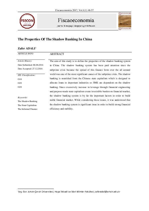 (PDF) The Properties of The Shadow Banking in China