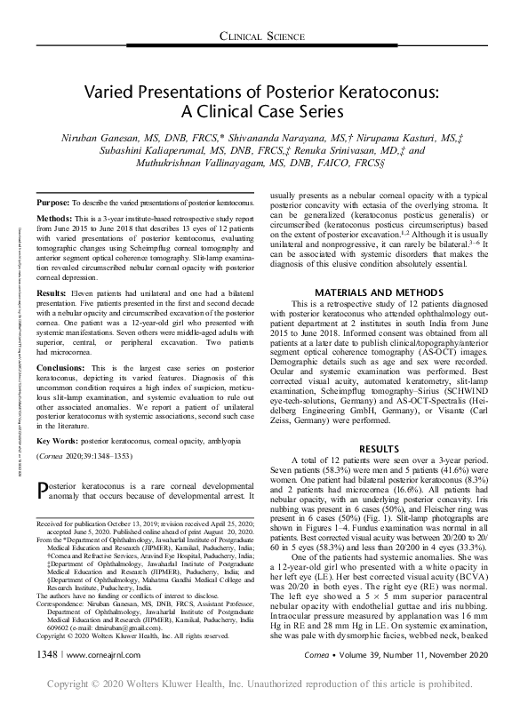 (PDF) Varied Presentations of Posterior Keratoconus A Clinical Case