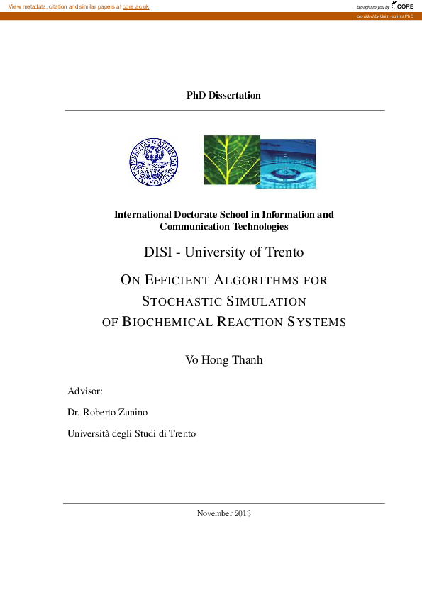 (PDF) On Efficient Algorithms for Stochastic Simulation of Biochemical ...