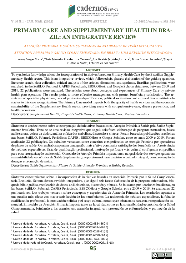(PDF) Primary Care and Supplementary Health in Bra- Zil: An Integrative ...